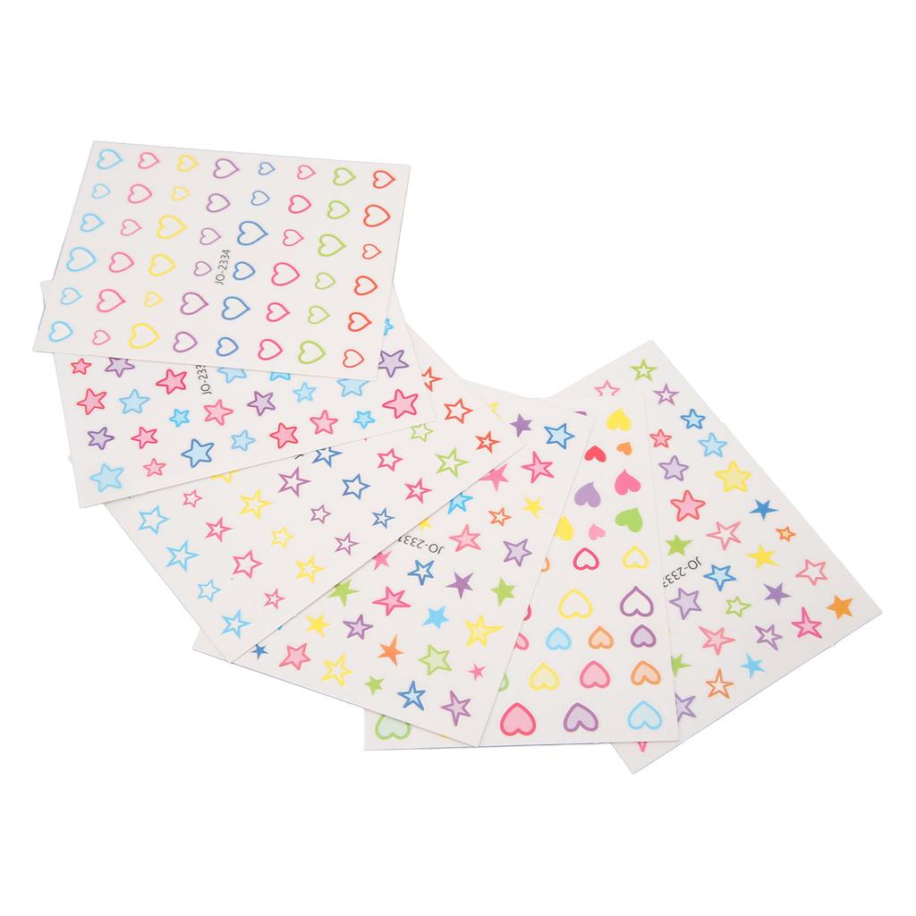 6 Foi Autocolante de Unghii Stea Inimă Autoadezive Culoare Mixtă Modele Diferite Decalcomanii Manichiură