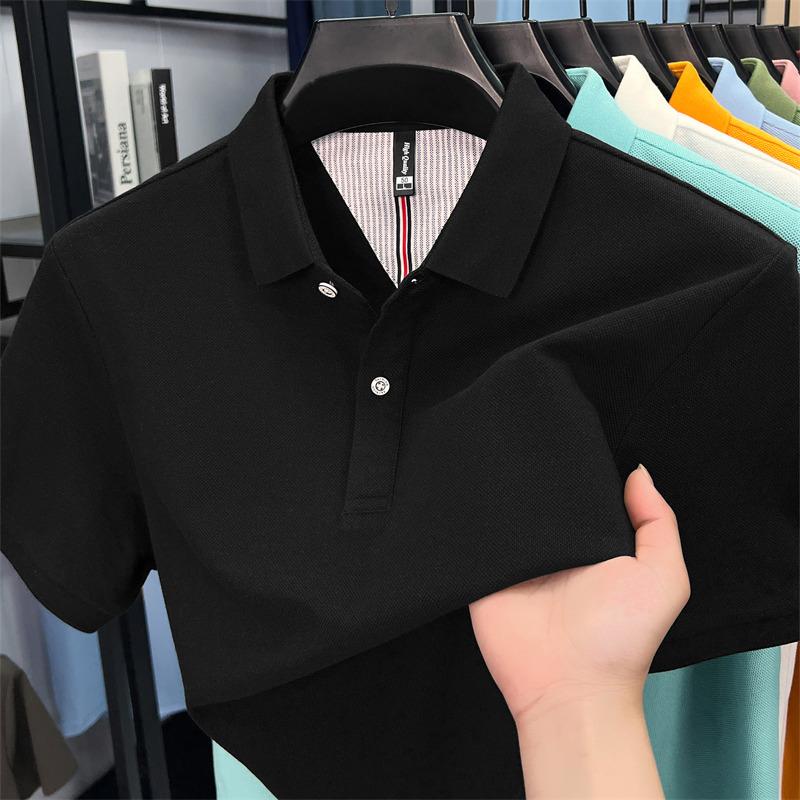 100% Cotton Short Sleeve Polo Shirt Comfortable Lightweight High-End Brand Fashionable Simple Summer Men'S Casual Lapel T-Shirt