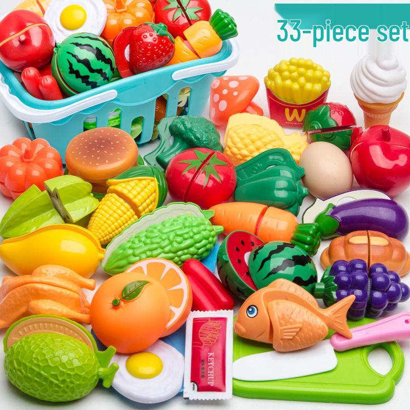 Junior Dollhouse Kitchen Toys: Cuttable Fruits & Vegetables for Kids' Fun