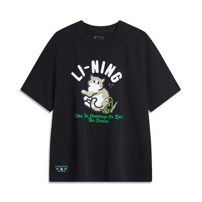 Cool Tea T Quick-Dry Cool Casual Sports Top Letter Print Round Neck Loose Short Sleeve Drop Shoulder T-Shirt Women Tops Black AHSU750-1