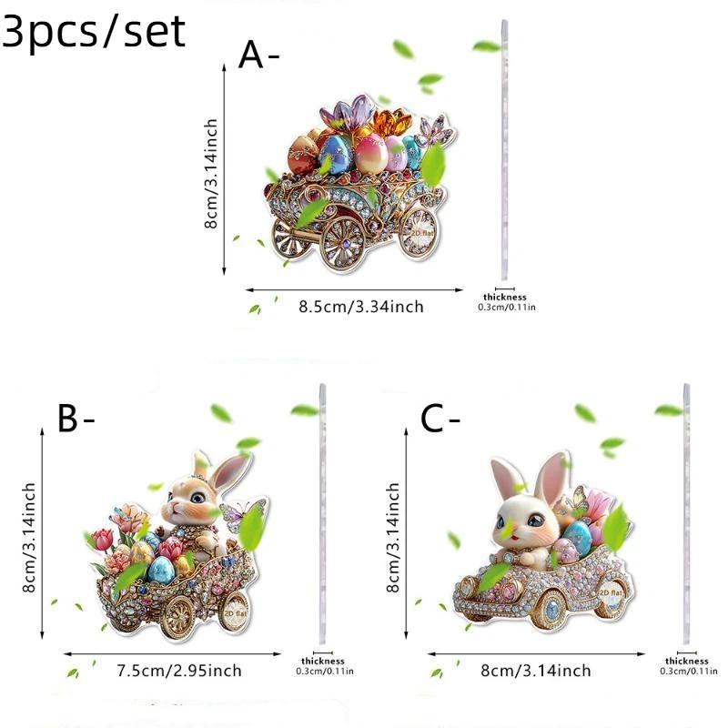 

1Set Cartoon Cute Rabbits 2D Flat Acrylic Pendant Car Rearview Mirror Decoration Bag Pendant Easter Gift A1