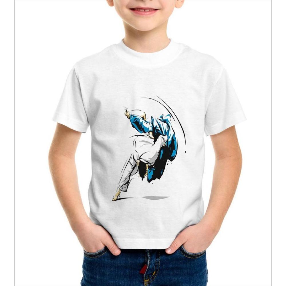 Abbigliamento Bambini T-shirt Ragazzo Manica Corta Top T-shirt Bambina Stampa Judo Casual Girocollo Moda Bambini Abbigliamento Estivo Vestiti Ragazzo