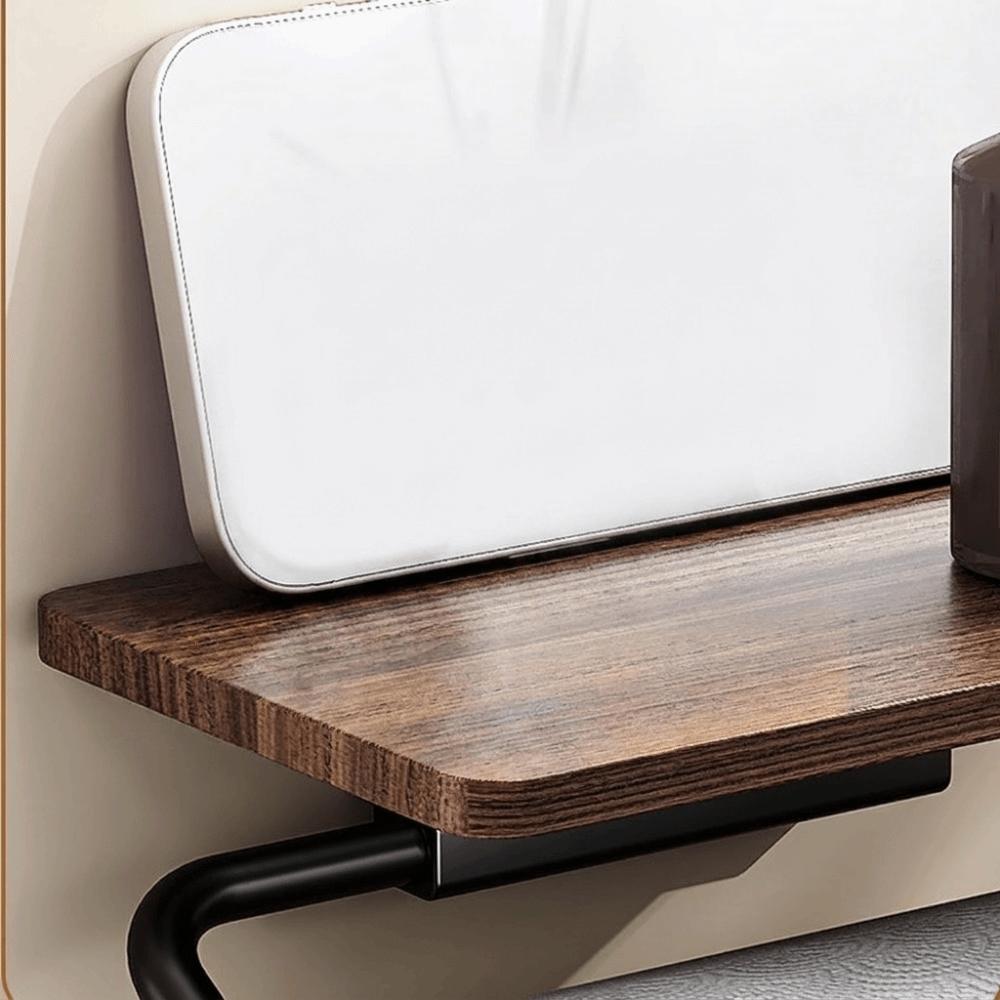Wall Mounted Storage Organizer Rack Walnut Wood Grain Paper Towel Holder Bathroom Toilet