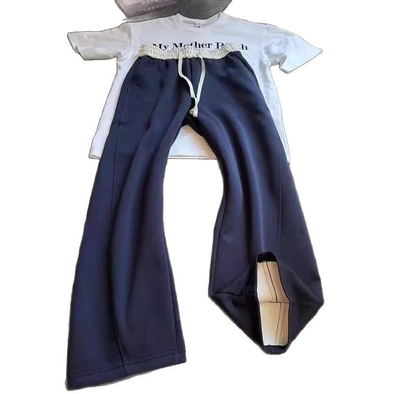 White Gray Miter Cutter Pants Men's Lazy and Relaxed American Sweatpants Loose Straight Casual Trousers