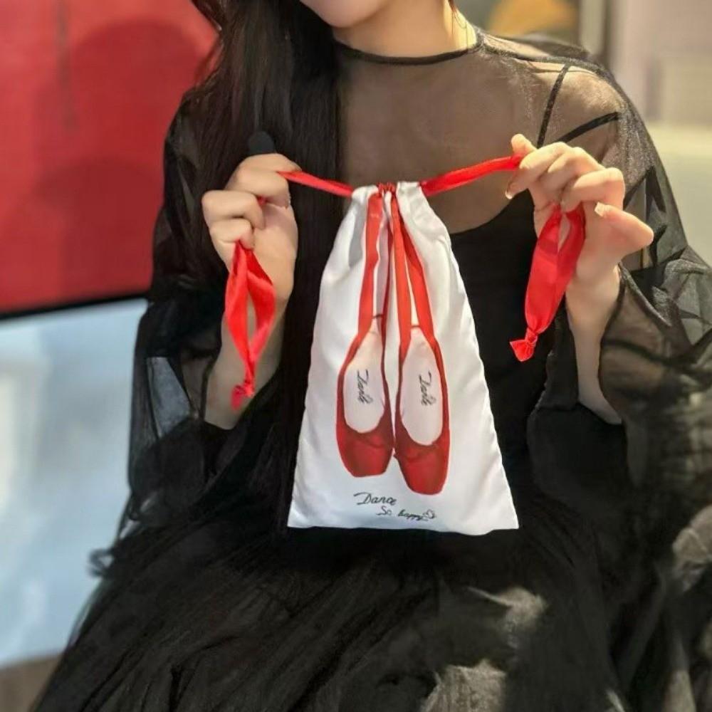 Sweet Toe Shoes Drawstring Bag Canvas Mini Bag Pendant Ballet Shoulder Bag  Ballet Dancer