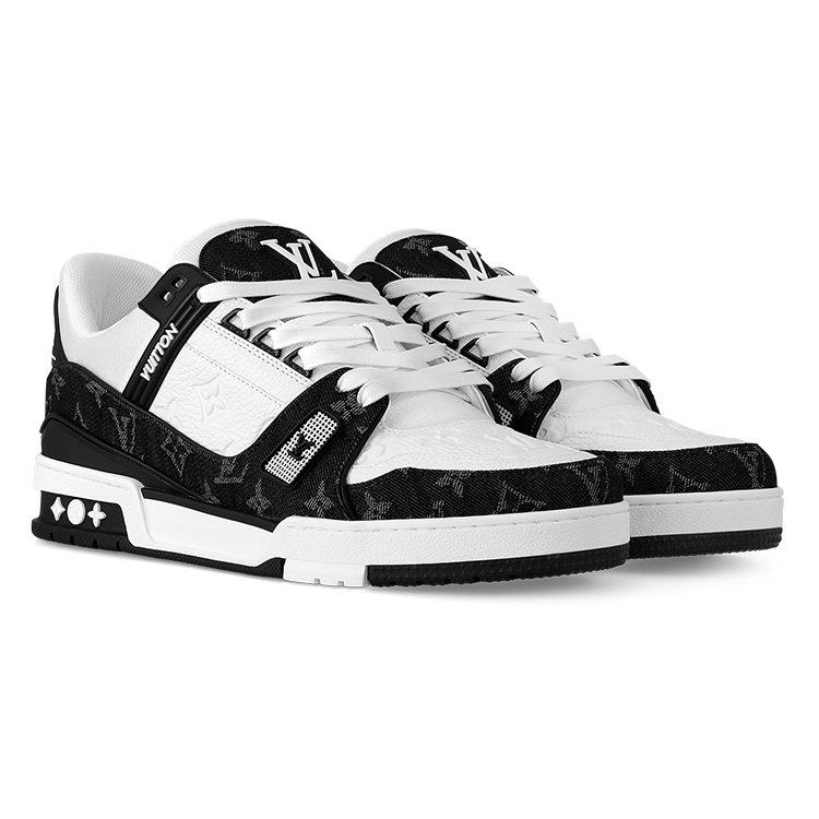 Louis Vuitton Antrenör Düşük Üst Şık Kaykay Ayakkabıları Unisex Beyaz Siyah, Panda 1A9JG9