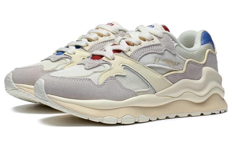 LiNing 001 Mountains And Seas Anti-Slip Wear-Resistant Low-Top Sports Casual Shoes Women's Ecru Custard AZGT008-2