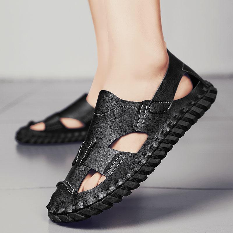 Fashion 2024 New Men's Sandals Summer Handmade Baotou Comfortable Mesh Outdoor Sandals Zapatos Para Hombre Leather Sandals for Men