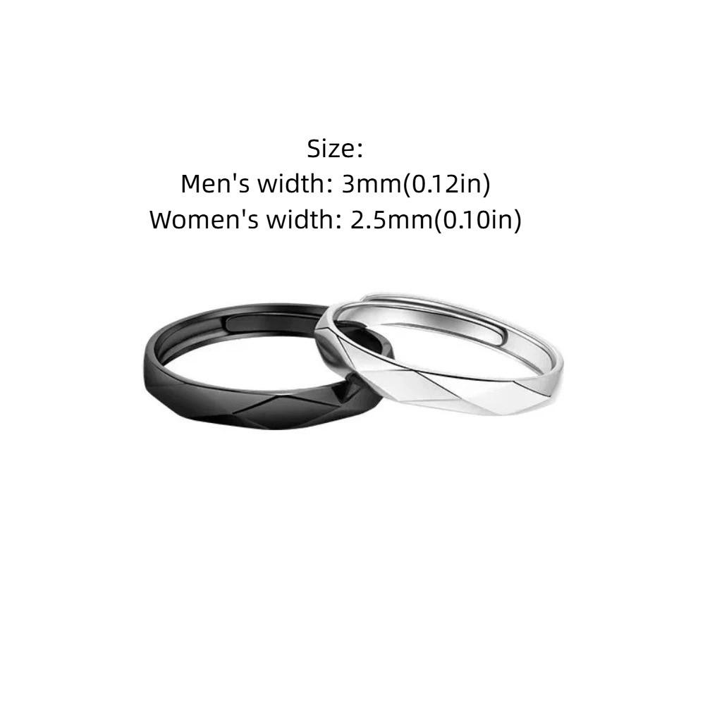 Black Sliver Color Couple Rings Rhombus Adjustable Finger Ring Luxury Lover's Jewelry Wedding Ring