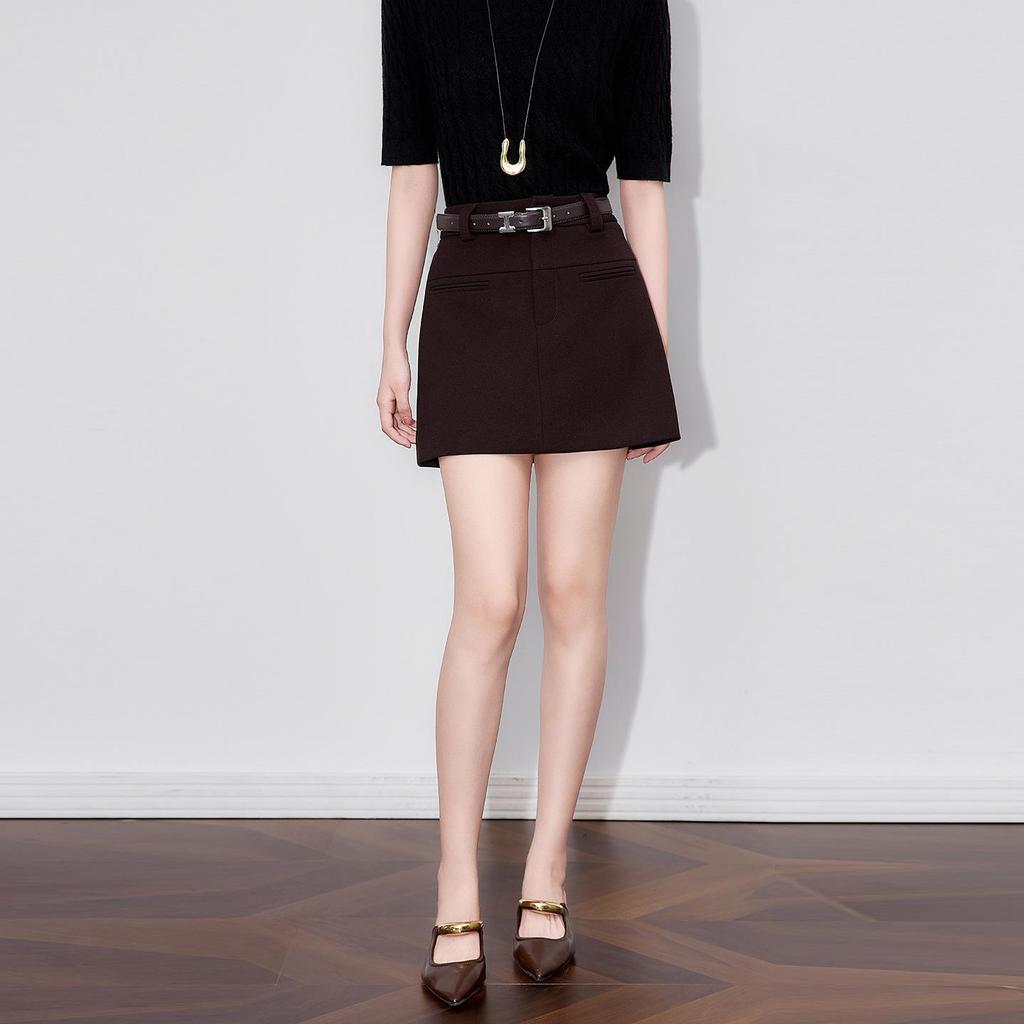 Retro Style Tencel Wool A-Line High Waist Skirt - Women's Autumn Collection