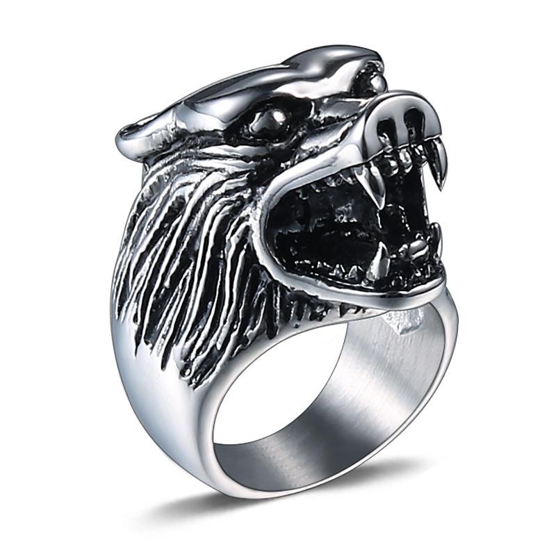 

European and American Domineering Titanium Steel Wolf Head Ring, Personalized Retro Casting Ring Men s Jewelry 2026 8