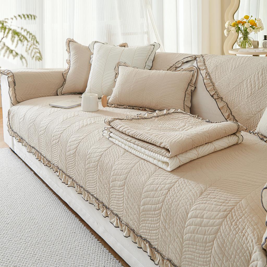 Simple Western-style Non-shrinking All-season Cotton Fabric Sofa Cushion Cover High-end Light Luxury Cotton Cushion Cover