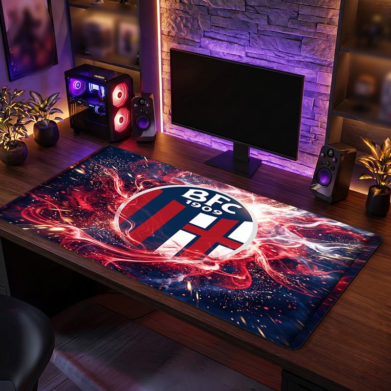 Bologna FC Theme Pattern Mouse Pad, Soccer Logo Design XXL Gaming Desk Mat Non-Slip Computer Mouse Pad