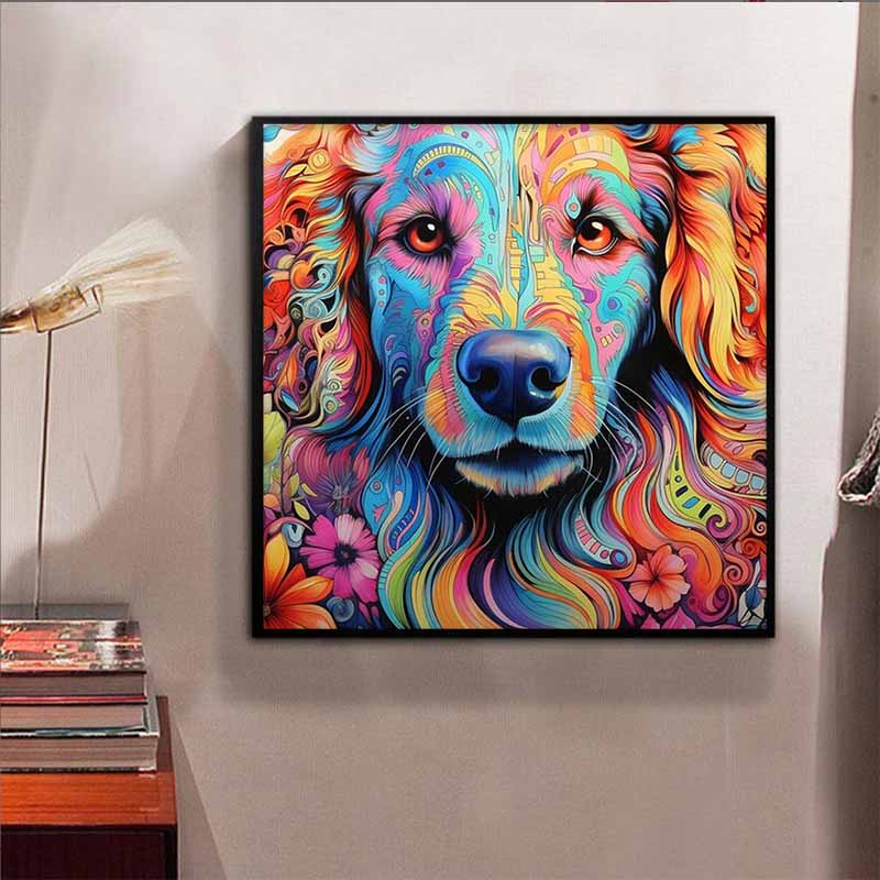 

New Arrival 5D DIY Full Circle Diamond Painting Colorful Puppy Embroidery Cross Stitch Home Decor Gift 20x20cm