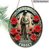 2D Flat Retro Industrial Style Aluminum Metal Wreath Round Sign, World War I Lest We Forget Soldier Poppy Metal Sign, Decoration Plaque, Retro Wall