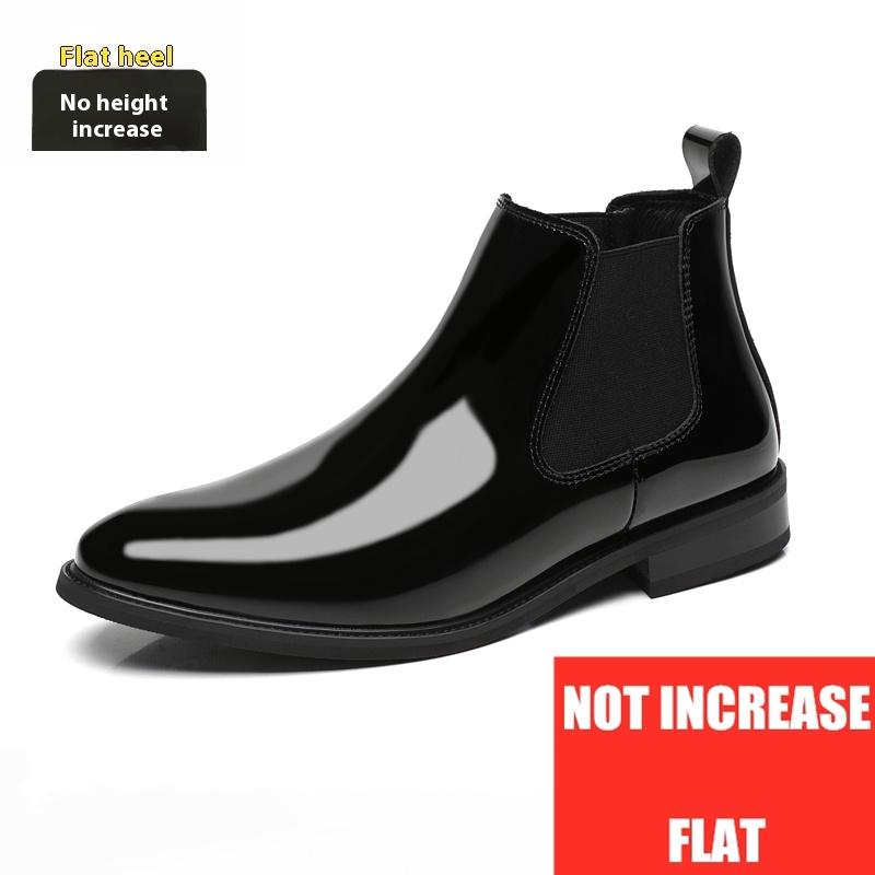 

Autumn Winter Warm Fur Men Chelsea Boots Invisible Heel Men Lift Boots Men Leather Elevator Boots Height Increasing Snow Shoes 38