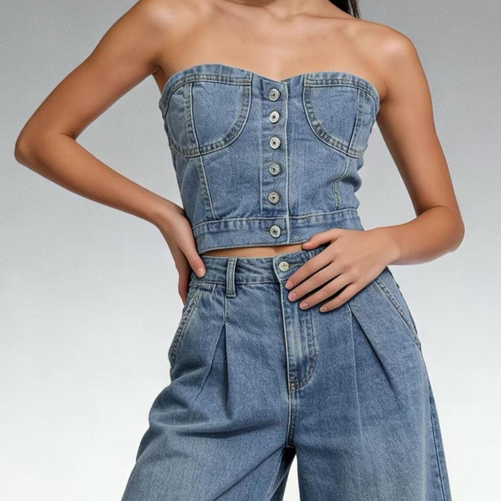 Women's Slim-Fit Waist-Cinching Short Denim Vest