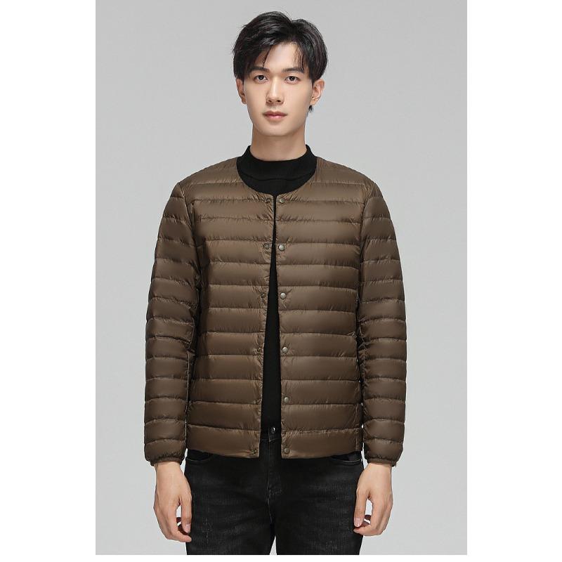 Down men's light down jacket, round neck fashion thin large size men's jacket