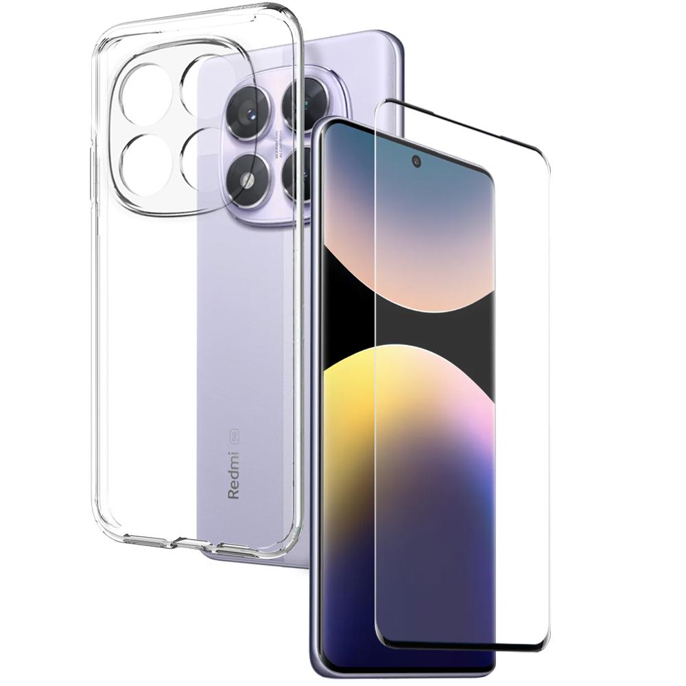 NORTHJO For Xiaomi Redmi Note 14 Pro 5G Phone Case Drop-Proof TPU Cover with 3D Curved Tempered Glass Film