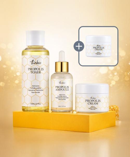 DINKO Real Propolis Toner 150ml + Ampoule 80ml + Cream 50ml 3-Piece Set (+Bonus Cream 50ml) NONE