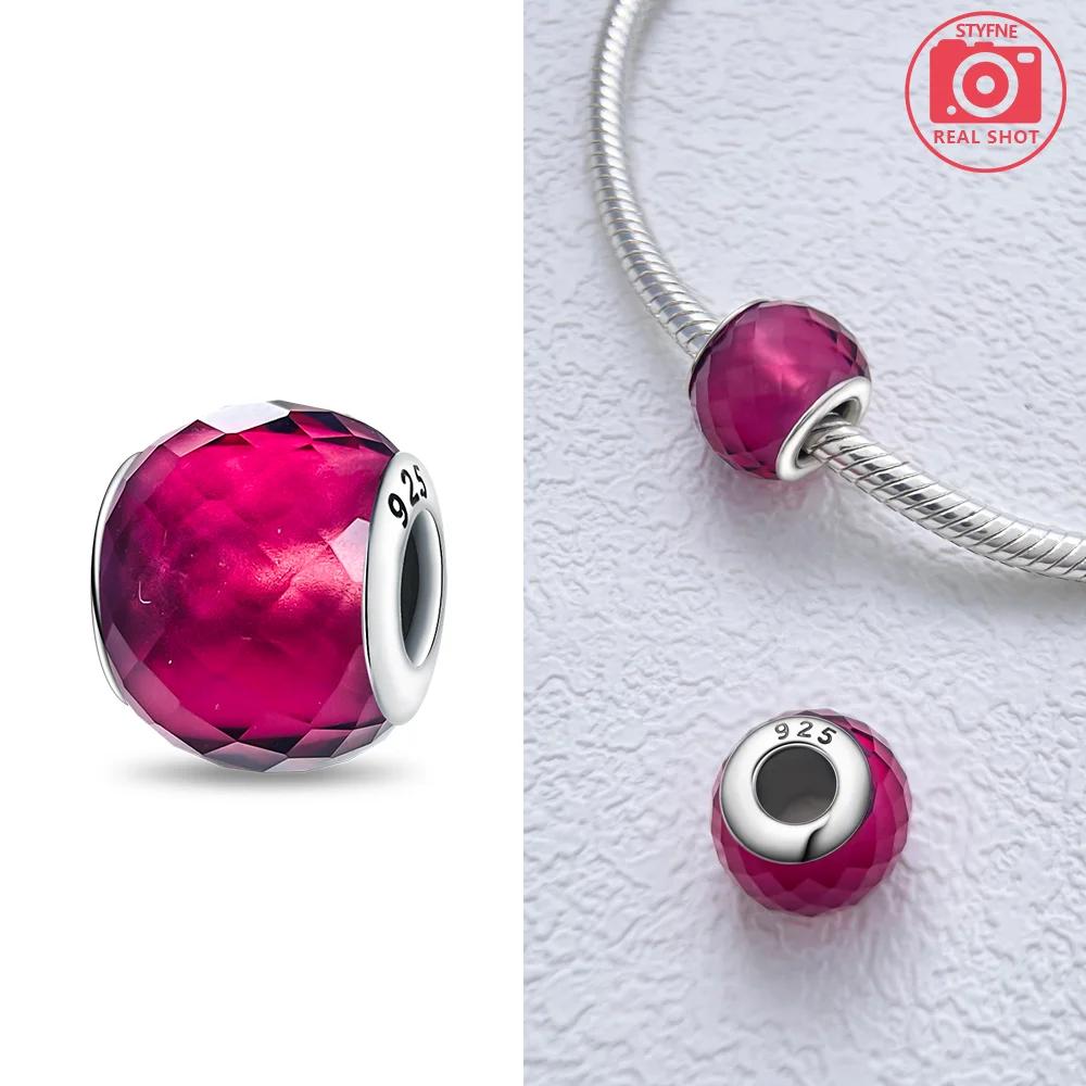 925 Silver Bracelet Women Diy Jewelry Gift Accessories Charms Beads Pink Murano Glass Blue Flower Butterfly Beads