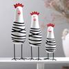 3Pcs Hand Painted Chicken Ornament Wood Chicken Figurine Rooster Gifts