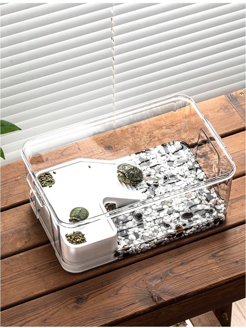 

Екологічний акваріум для черепахи з платформою для засмагання – Компактне середовище існування для рептилій для столу або вітальні