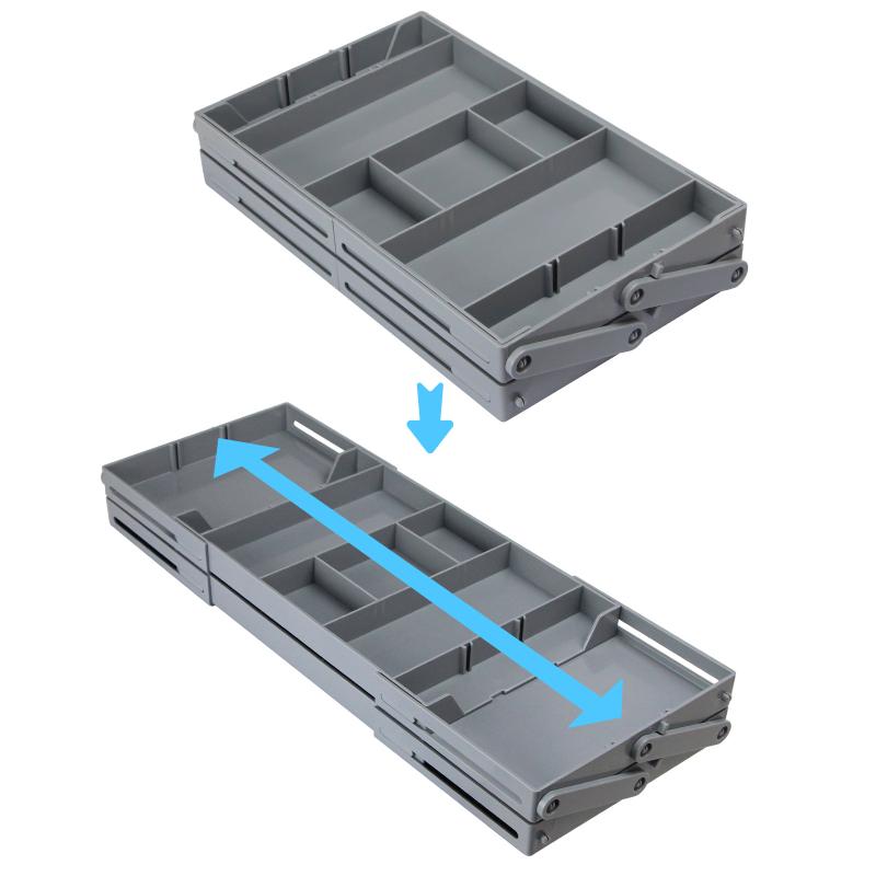 Expandable 2-Tier Drawer Organizer Multi-Compartment Storage Box with Dividers for Kitchen Makeup Office Bathroom Space-Saving
