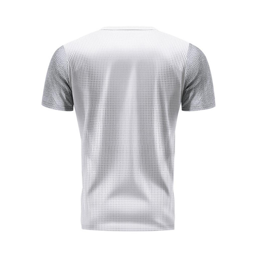 Men's Round Neck Single-Breasted Color-Blocked Casual Sports Short-Sleeve Top