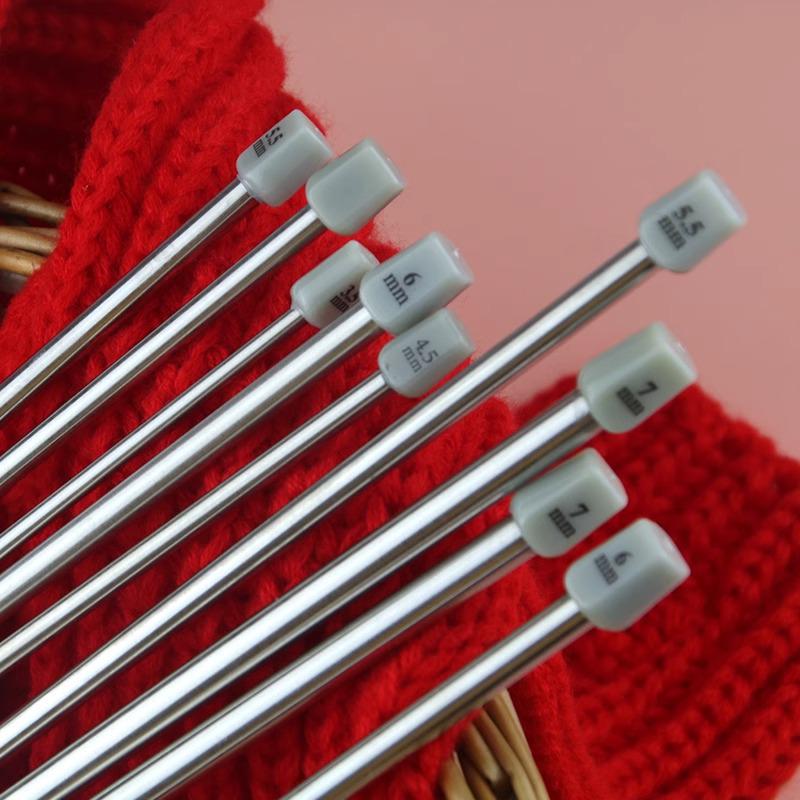 35cm Edelstahl Einspitzige Stricknadeln Set mit Stoppern