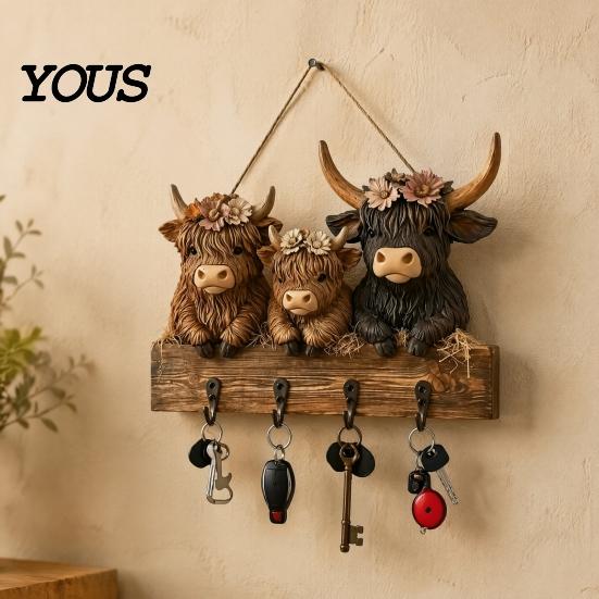 Dunkle Ästhetik Wandkunst Halloween Eingangsbereich Schlüsselhalter mit 4 Haken, Hängendes Holzschild, Montage Partyzubehör-Regal für Schlüssel Taschen Und Leinen,