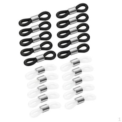 20pcs Black and White Rubber Loop Metal Coil Eyeglasses Chain Ends Connectors