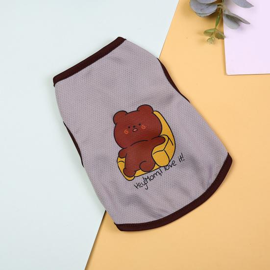 Kamizelka dla zwierząt Wykwintne obszycie Nadruk Miękka kreskówkowa zwierzęca Okrągła szyja Oddychająca siateczkowa sukienka Urocza letnia bluzka dla kota i psa