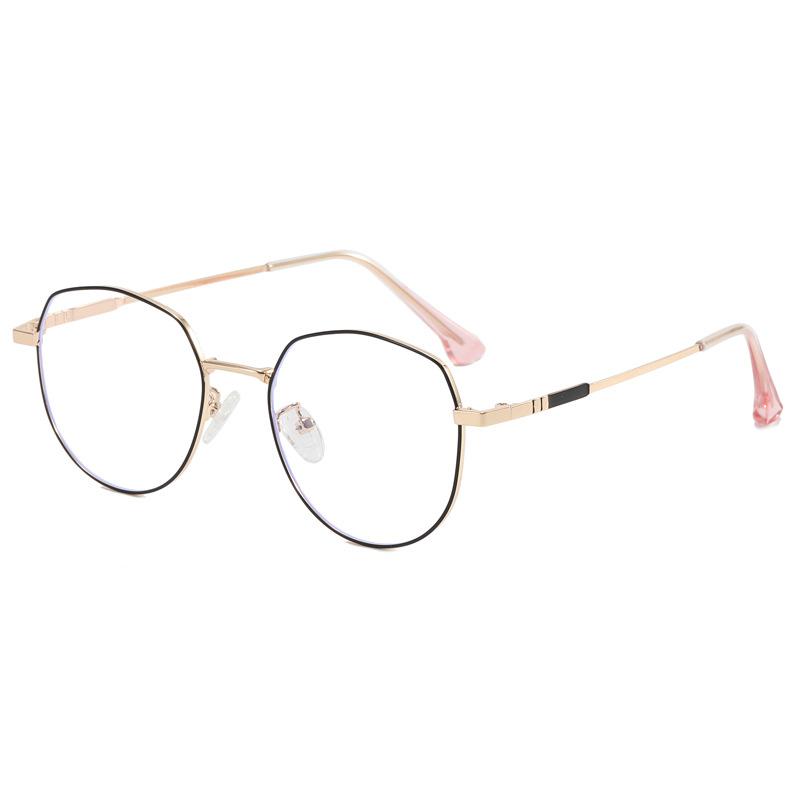 Square round frame anti-blue light glasses metal frame fashionable personalized glasses frame casual plain myopia ultra-light glasses