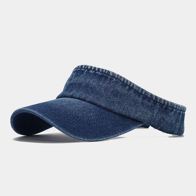 

Denim Cloth Empty Top Hat Women Men Unisex Retro Visor Cap Female Sunshade British Style Women s Cap New 56-58cm темно-синього кольору