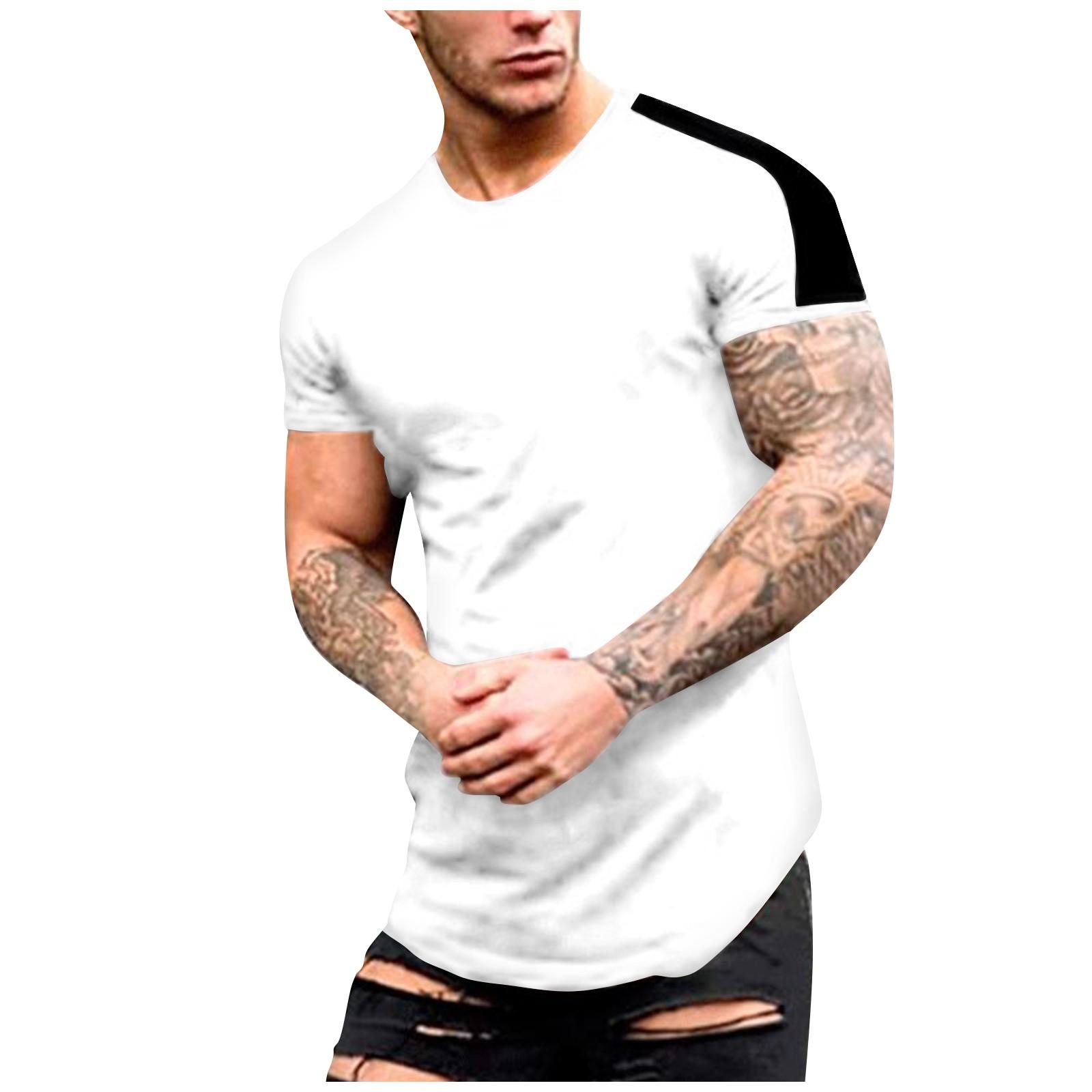 

Летняя мужская свободная повседневная футболка с круглым вырезом в тон с короткими рукавами XL белый