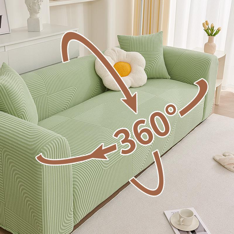 All-season Universal All Inclusive Sofa Cover Solid Color Cream Style Elastic Non Slip Sofa Cover High Elastic Machine Washable Sofa Cover
