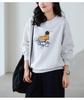 2025 Autumn Women's Cotton Round Neck Printed Casual Loose Slimming Long Sleeve Hoodie Top