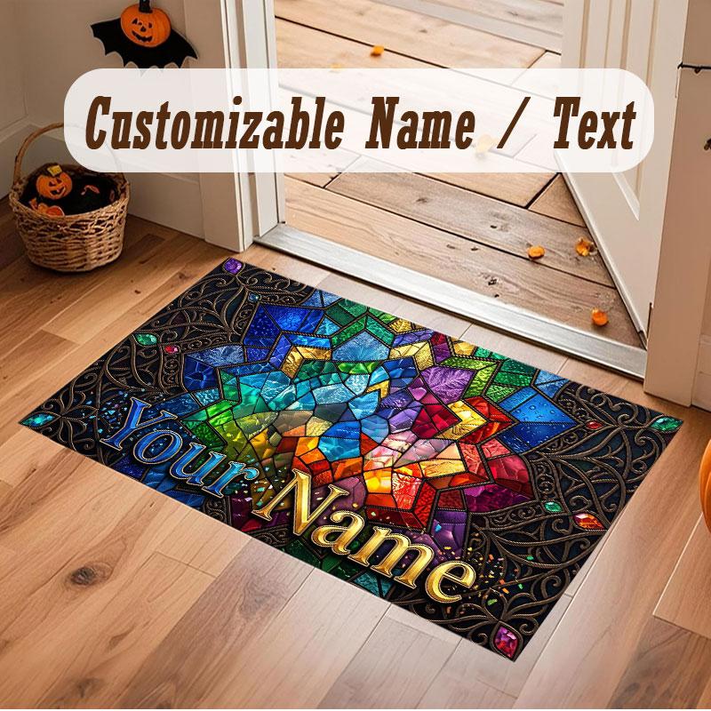 Fantasy Magic Theme Crystal Velvet Floor Rug Personalized Custom Name Text Warm Carpet Home Decoration