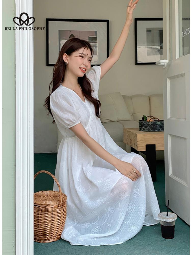 Korean Summer Picnic Dresses Buy Women Printed Floral Elastic Midi