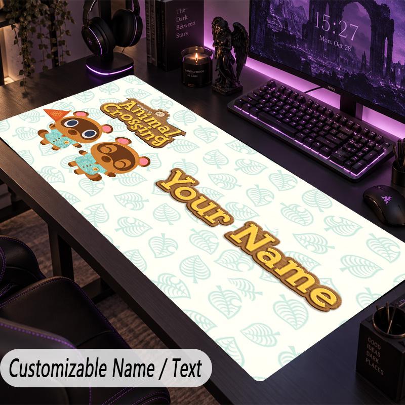 Custom Text Big Mousepad, Extended Desk Pad For Laptop Work GameAnimal Crossing