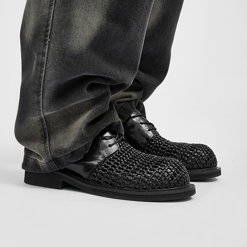 Fashion Trendy Men's Thick Soled Leather Shoes Handmade High-quality Styles Fashion Party Daily Leisure and Business Breathable Shoes