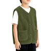 Boys and Girls Casual Fashion Button-Up Vest Sleeveless Outerwear Top for Kids