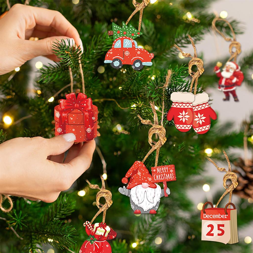 Christmas Ornament Hanging Christmas Tree Santa Claus Tree Interior Stylish Party Decorations 24-Piece Set, Decorations, Accessories, Decorations,