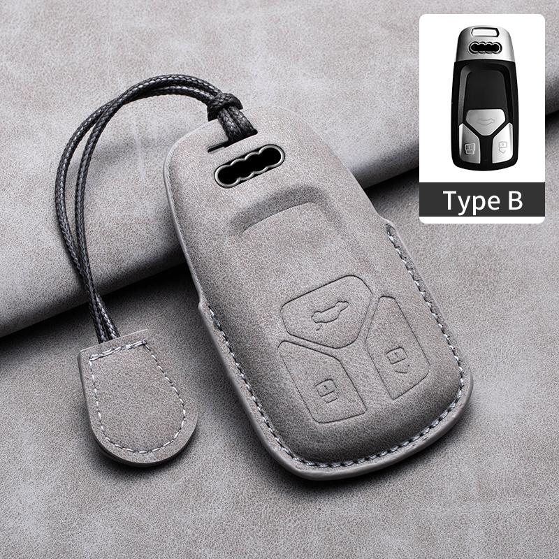 Para A3 A4 A6 A7 A8 B9 C8 D5 4K S8 Q7 Q8 SQ8 Capa de Couro para Chave de Carro Concha Protetora Bolsa Chaveiro Chaveiro Acessórios para Carro