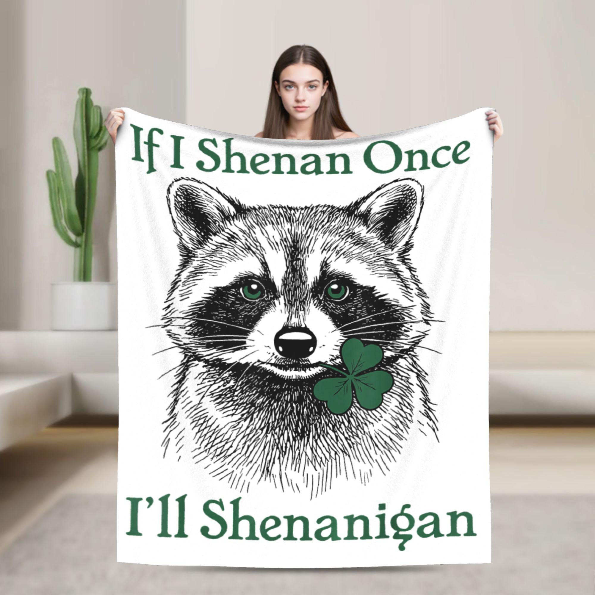 

Raccoon If I Shenan Once Ill Shenanigan Blanket Warm Soft Aesthetic Plush Bedding Throws For Girls Boys Home Decor 75x100cm (30x40inch)
