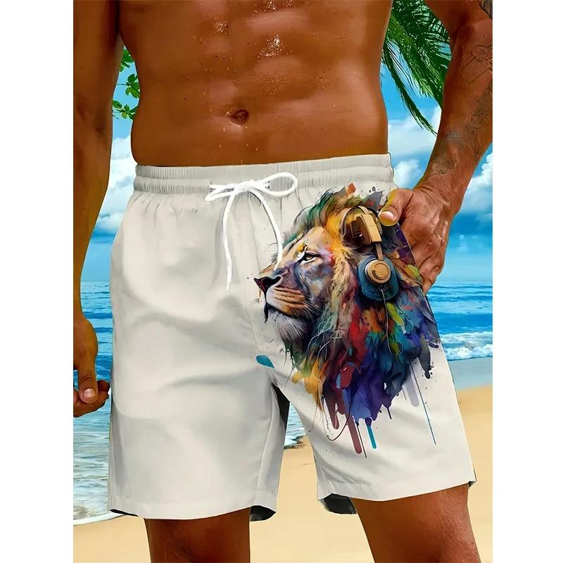 Pantaloni da Spiaggia Estivi da Uomo Stampati in 3D Moda Versatili Tendenza Traspiranti Casual Stile Vacanza