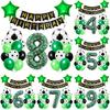 Football Number Balloon Set 0-9 Pentagram Balloons Happy Birthday Banner for Football Themed Birthday Party Decoration