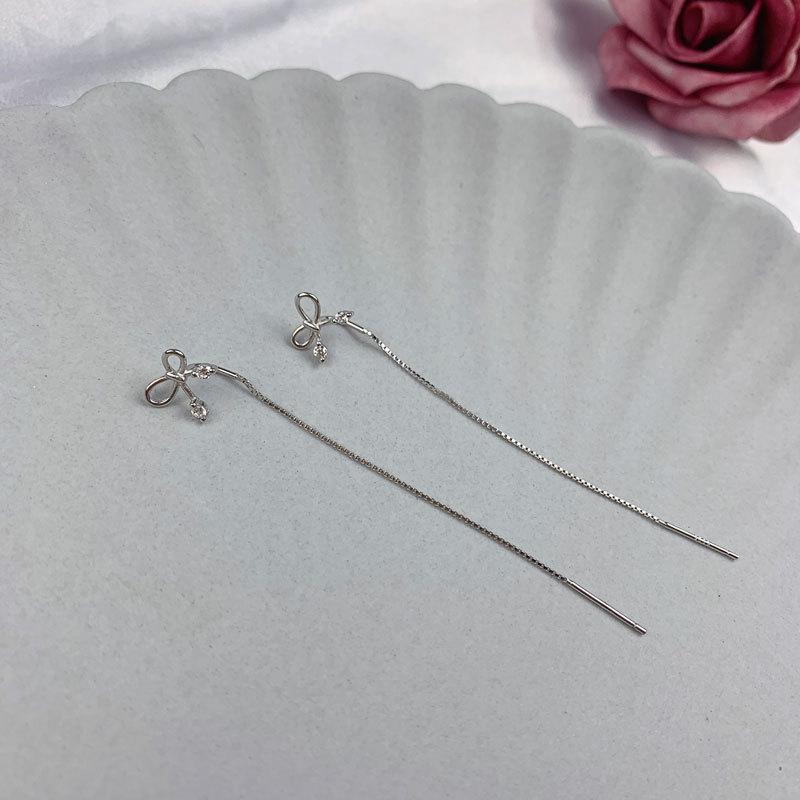 Slim Earrings Super Fairy Korean Style Long Personality Trendy Bow Earlines