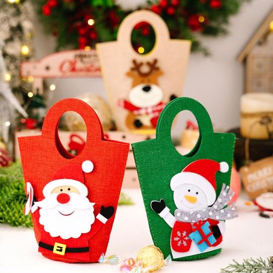 Yousheng Christmas Gift Bags with Handles Santa Reindeer Snowman Holiday Tote Bag Thick Non-Woven Handbag Party Favor Bags for Kids Holiday Events